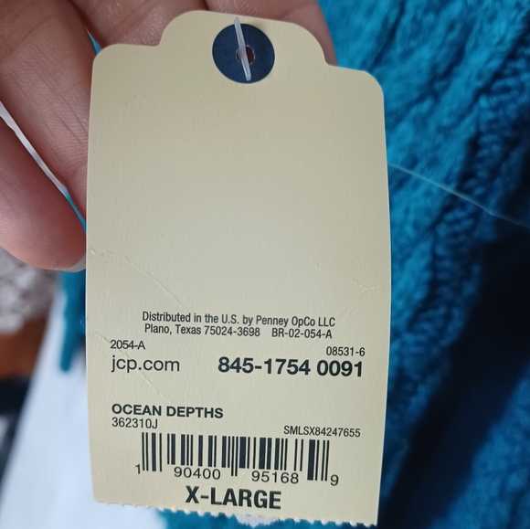 NWT St. John’s Bay Teal Cable Knit Pullover XL Cozy Soft Stretch Winter Sweater - Picture 9 of 13
